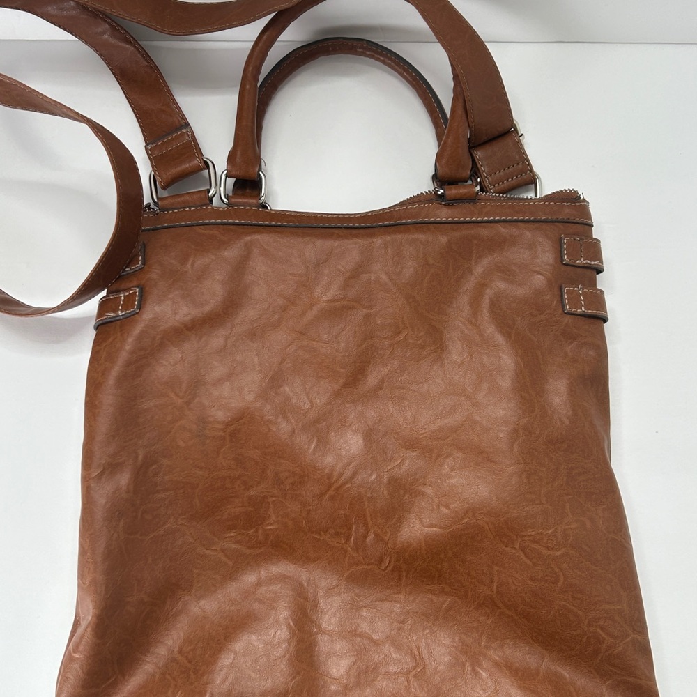 Nine West Brown Crossbody Bag Studs Zippers & Buckles Double Handle Purse - Picture 5 of 16
